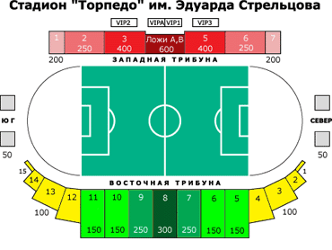 Схема стадиона "Торпедо" им. Эдуарда Стрельцова